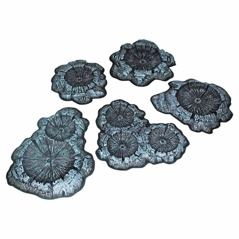 PEG5214 Crater Set Unpainted 5pc MiniatureTerrain Pegasus Hobbies (ONLINE ORDER ONLY)
