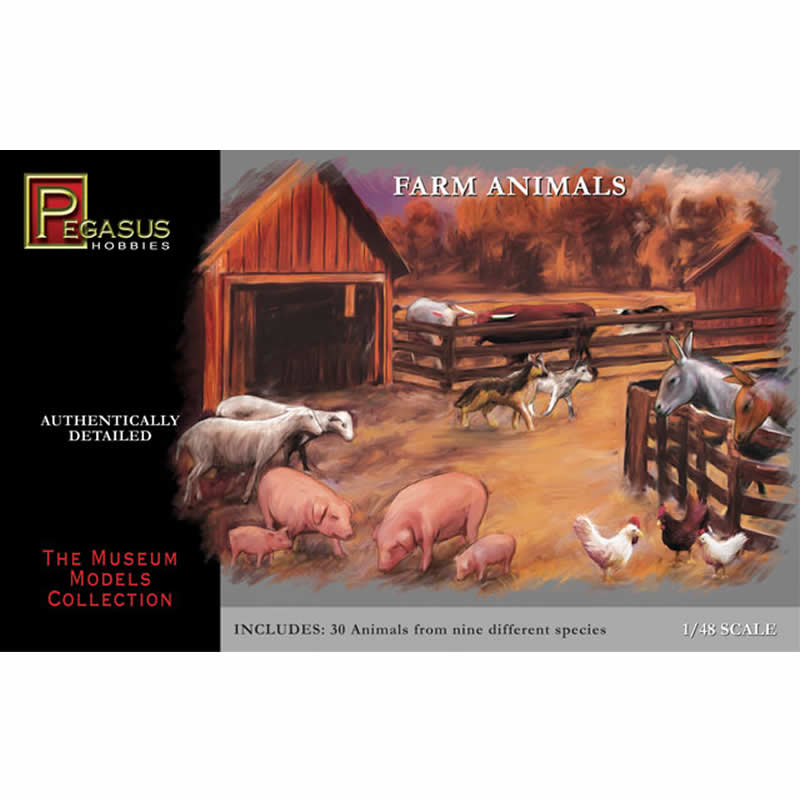 PEG7006 Farm Animals 1/48 Scale Plastic Kit Pegasus (ONLINE ORDER ONLY)