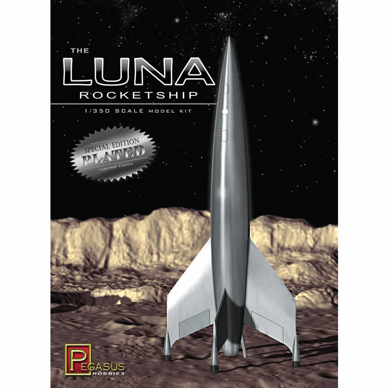 PEG9410 Luna Rocketship Chrome Finish 1/350 Scale Plastic Model Kit Pegasus (ONLINE ORDER ONLY)