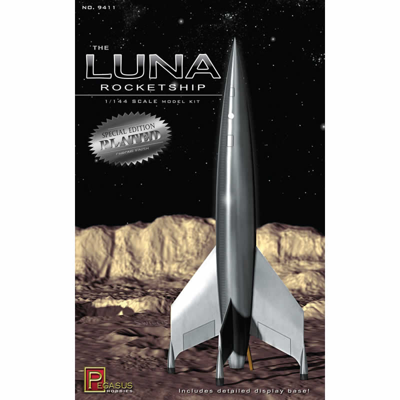 PEG9411 Luna Rocketship Chrome Finish 1/144 Scale Plastic Model Kit Pegasus (ONLINE ORDER ONLY)
