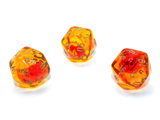 Gemini® Polyhedral Translucent Red-Yellow/gold d20 (Sold per die) (Online Only)