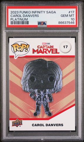 2023 UPPER DECK FUNKO POP MARVEL  CAROL DANVERS PLATINUM #17  PSA 10 (Online Order Only)