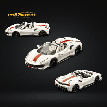 TPC Novitec 488 Roadster Pearl White - Red Stripe 1:64 (ONLINE ORDER ONLY)
