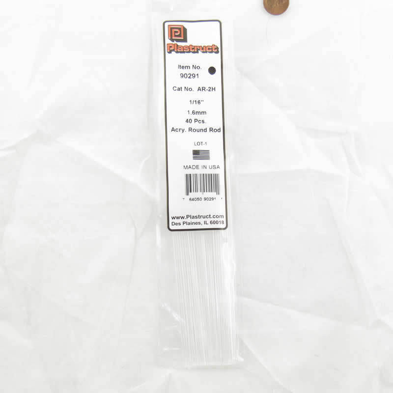 PLS90291 1/16 Acrylic Rod 40 Pieces Plastruct (ONLINE ORDER ONLY)