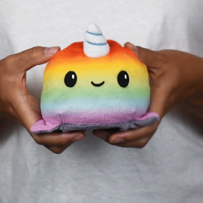 TeeTurtle Reversible Narwhal/Shark: Rainbow/Gray (Mini) (ONLINE ORDER ONLY)