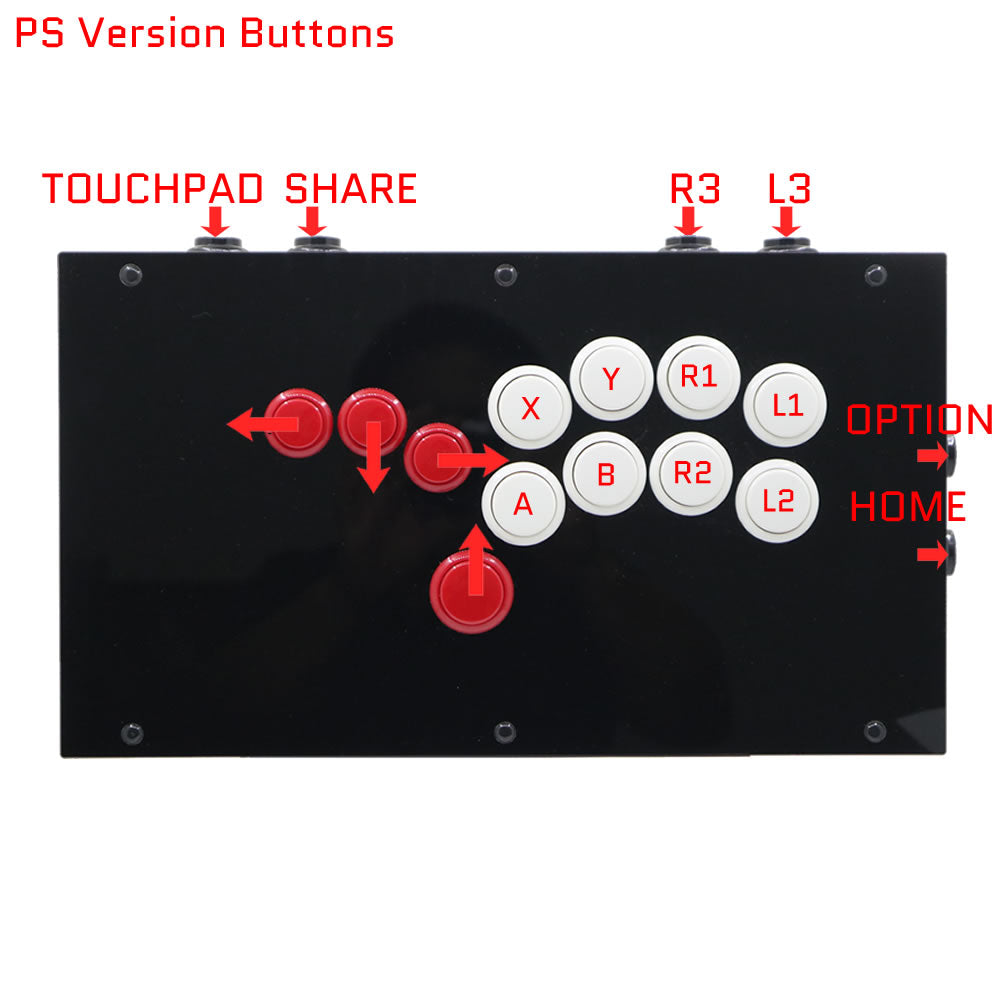 RAC-J801B All Button Leverless Arcade Game Controller for PC/PS/XBOX/SWITCH (Online Only)