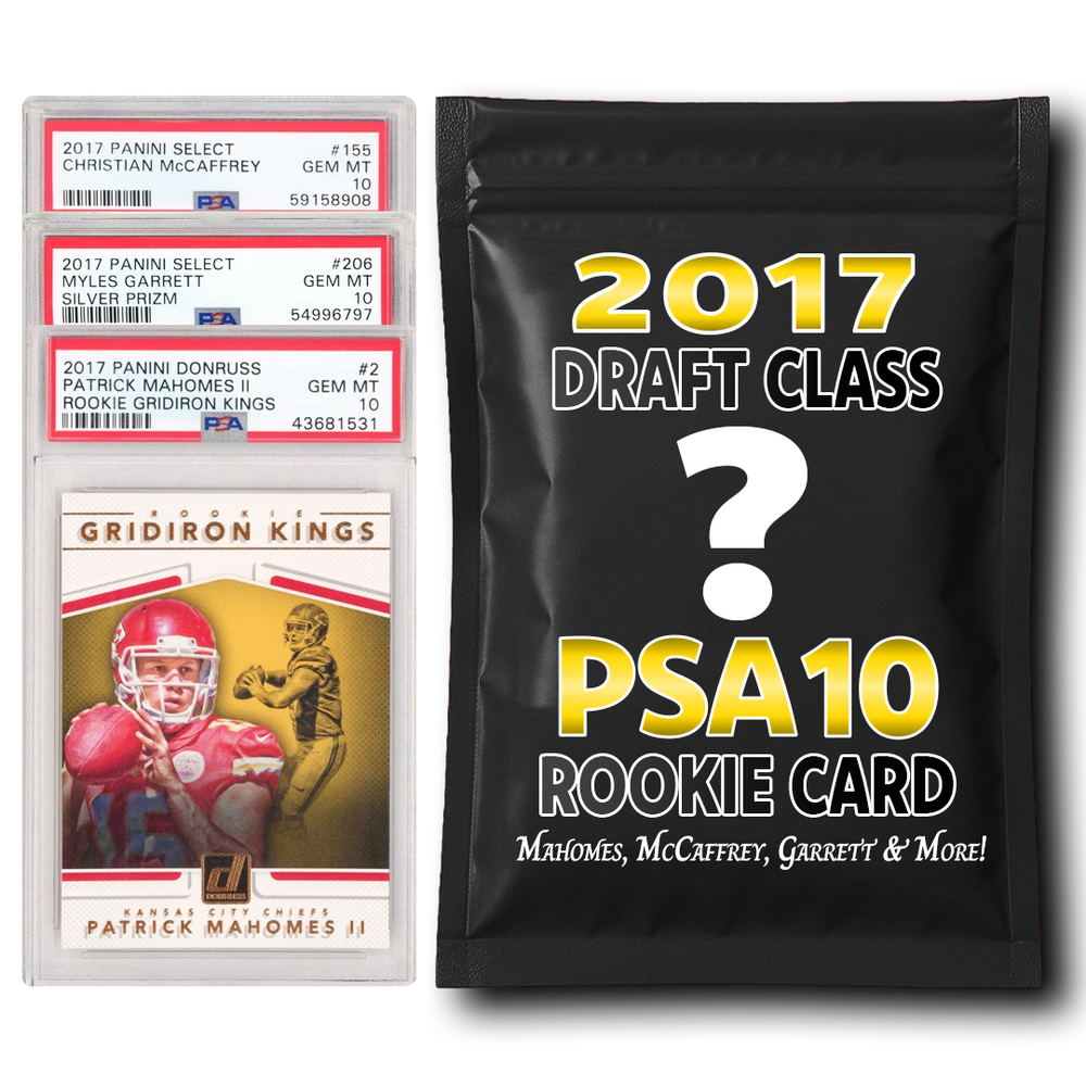 PSA 10 Graded 2017 NFL Rookie Card Mystery Pack (Mahomes, McCaffrey, Garrett, Watt & More!) (ONLINE ORDER ONLY)