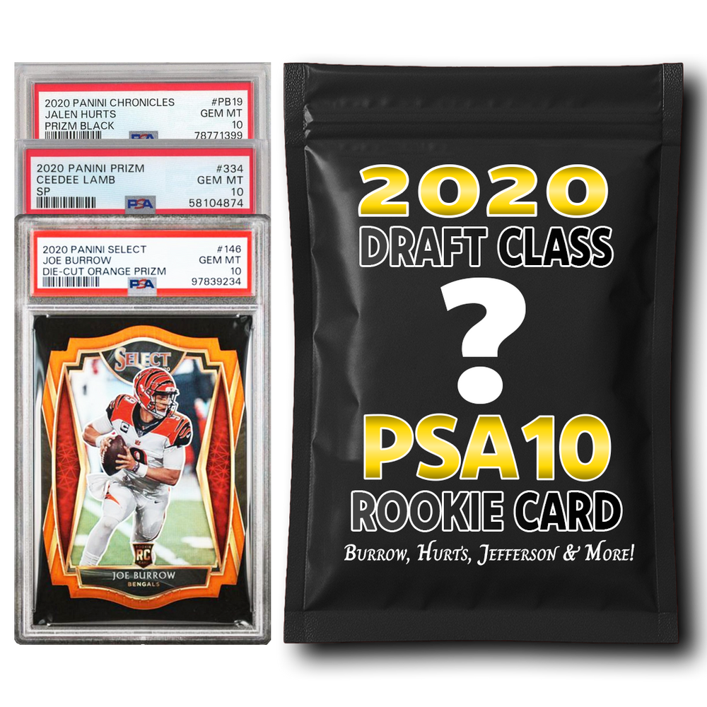 PSA 10 Graded 2020 NFL Rookie Card Mystery Pack (Burrow, Hurts, Jefferson, Lamb & More!) (ONLINE ORDER ONLY)