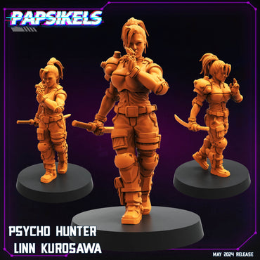 3D Printed Papsikels PSYCHO HUNTER LINN KUROSAWA May 2024 Cyberpunk 28mm 32mm (Online Only)