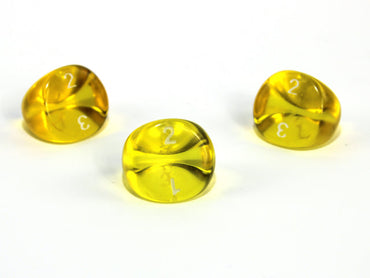 Translucent Polyhedral Yellow/white d3 | PT0302 | 3-Sided Dice (sold per die) (Online Only)