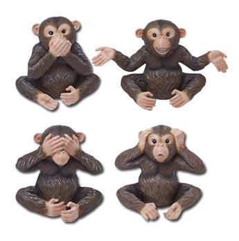 PTG7637 Chimpanzee Set of 4 Figurines by Pacific Trading (ONLINE ORDER ONLY)