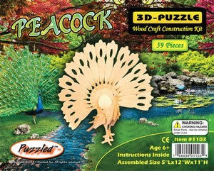 PUZ1103 Peacock 3D Wooden Puzzle by Puzzled Inc (ONLINE ORDER ONLY)