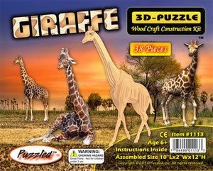 PUZ1113 Giraffe 3D Wooden Puzzle by Puzzled Inc (ONLINE ORDER ONLY)