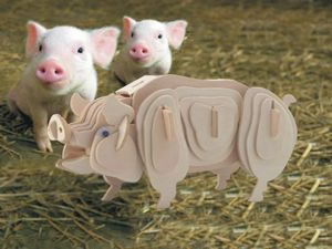 PUZ1266 Pig 3D Wooden Puzzle by Puzzled Inc (ONLINE ORDER ONLY)