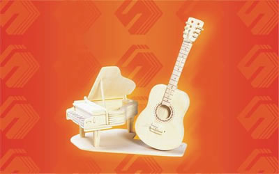 PUZ1269 Guitar and Piano 3D Wooden Puzzle by Puzzled Inc (ONLINE ORDER ONLY)