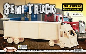 PUZ1415 Semi Truck 3D Wooden Puzzle by Puzzled Inc (ONLINE ORDER ONLY)
