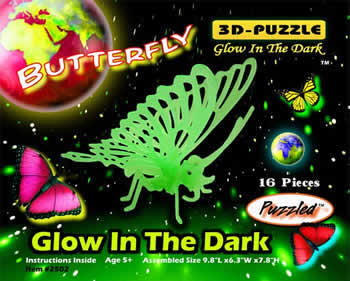 PUZ2502 Butterfly 3D Puzzle Glow In The Dark by Puzzled Inc (ONLINE ORDER ONLY)
