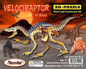 PUZC1211 Velociraptor 3D Puzzle Colored by Puzzled Inc (ONLINE ORDER ONLY)