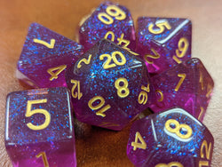 Time Walker | Purple w/Gold Glitter 7-Dice Set RPG Dice Set (Online Only)