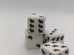 Bulldog Dice Opaque White w/Black Bulldogs 16mm d6 Dice (sold per die) (Online Only)