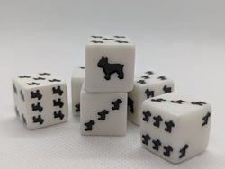 Bulldog Dice Opaque White w/Black Bulldogs 16mm d6 Dice (sold per die) (Online Only)