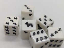 Bulldog Dice Opaque White w/Black Bulldogs 16mm d6 Dice (sold per die) (Online Only)