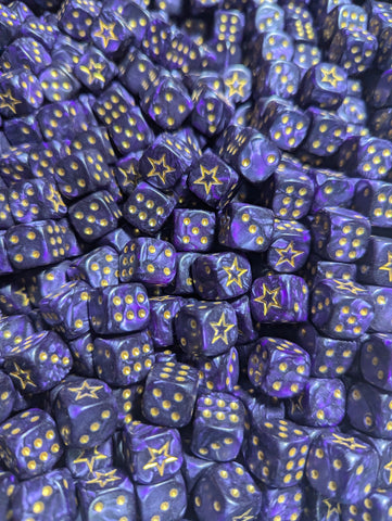 STAR 12mm Pearl Puple d6 | Small Dice with a Gold Star on the '1' (Online Only)