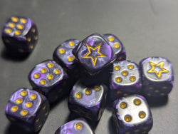 STAR 12mm Pearl Puple d6 | Small Dice with a Gold Star on the '1' (Online Only)