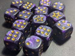 STAR 12mm Pearl Puple d6 | Small Dice with a Gold Star on the '1' (Online Only)