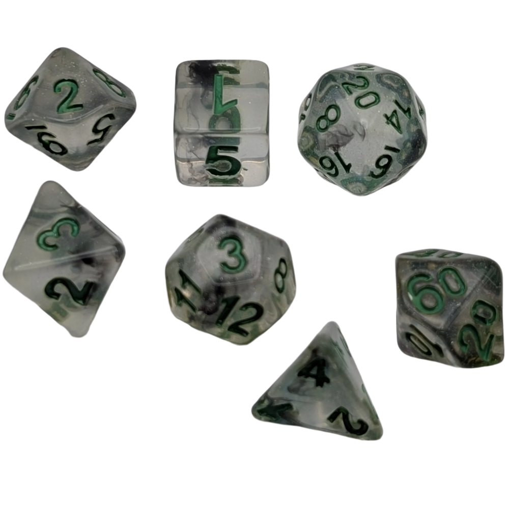 Shining Stars - 7 Piece DnD Dice Set | Acrylic RPG Gaming Dice (ONLINE ORDER ONLY)
