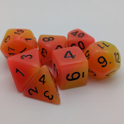 Orange and Yellow "Candlelight" - 7 Piece Glow in the Dark DnD Dice Set | Acrylic RPG Gaming Dice (ONLINE ORDER ONLY)