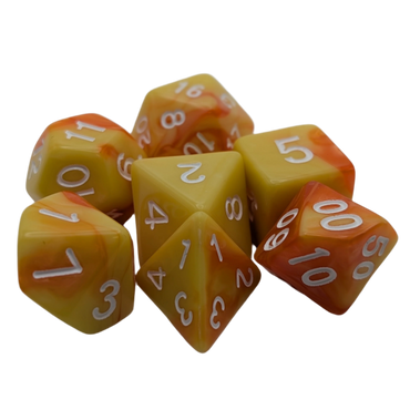Lemon Orange - 7 Piece DnD Dice Set | Acrylic RPG Gaming Dice (ONLINE ORDER ONLY)