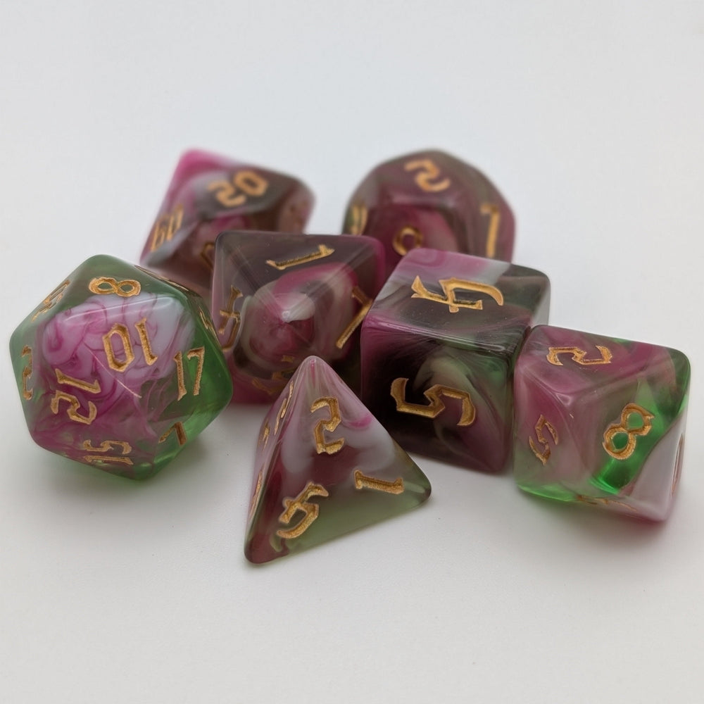 Superbloom - 7 Piece DnD Dice Set | Acrylic RPG Gaming Dice (ONLINE ORDER ONLY)