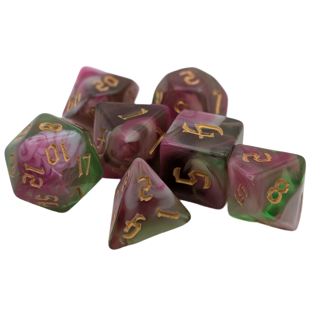 Superbloom - 7 Piece DnD Dice Set | Acrylic RPG Gaming Dice (ONLINE ORDER ONLY)