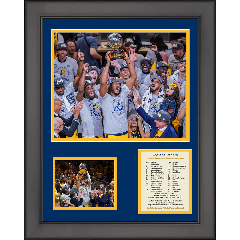 Framed Indiana Pacers 2024-2025 Eastern Conference Finals Champions 11"x14" Three Photo Collage (ONLINE ORDER ONLY)