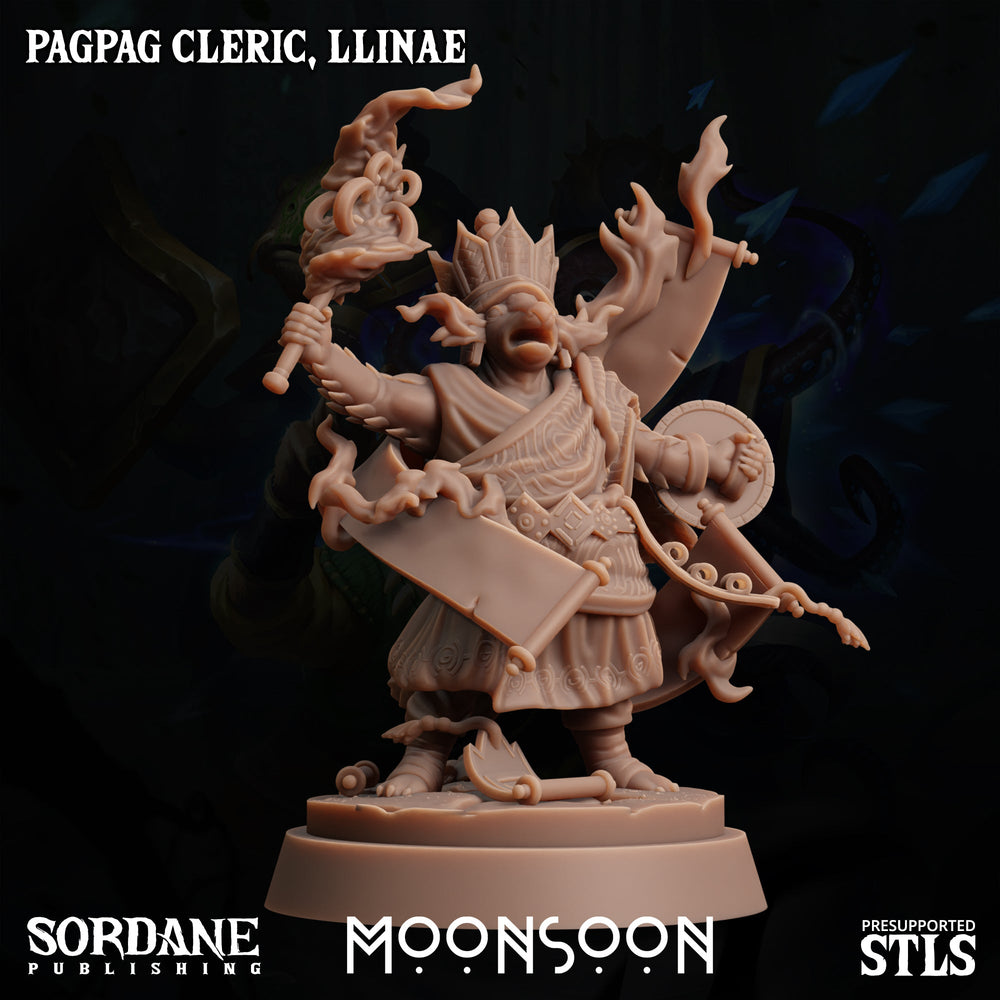 3D Printed Sordane Publishing Pagpag Cleric, Llinae Moonsoon 28 32mm D&D (Online Only)