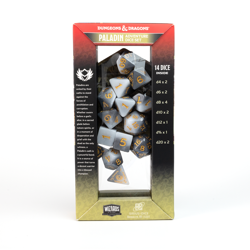 D&D Adventure Dice Set - Paladin Edition | White/Grey 14pc Collection (ONLINE ORDER ONLY)