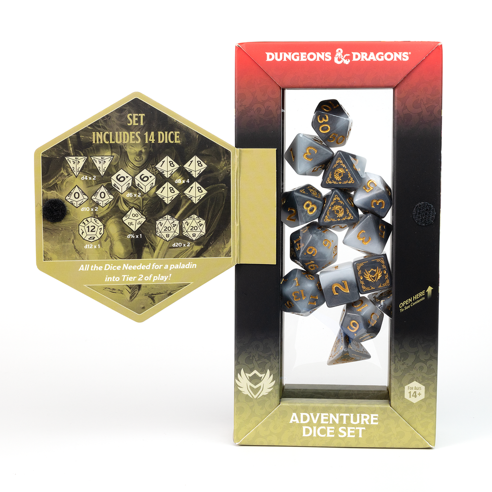 D&D Adventure Dice Set - Paladin Edition | White/Grey 14pc Collection (ONLINE ORDER ONLY)