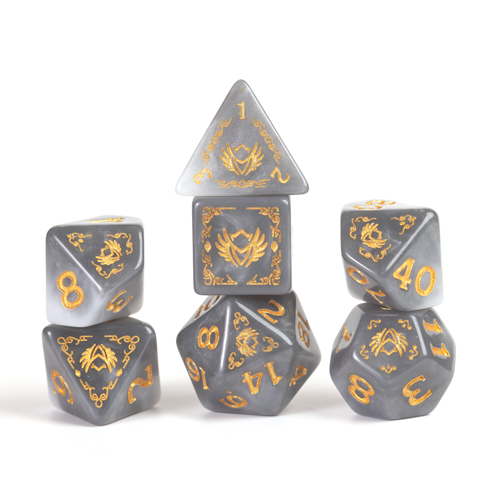 D&D Adventure Dice Set - Paladin Edition | White/Grey 14pc Collection (ONLINE ORDER ONLY)