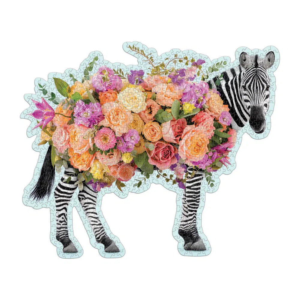 Party Animal 750 Piece Zebra Shaped Jigsaw Puzzle Galison (ONLINE ORDER ONLY)