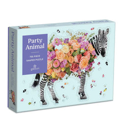 Party Animal 750 Piece Zebra Shaped Jigsaw Puzzle Galison (ONLINE ORDER ONLY)