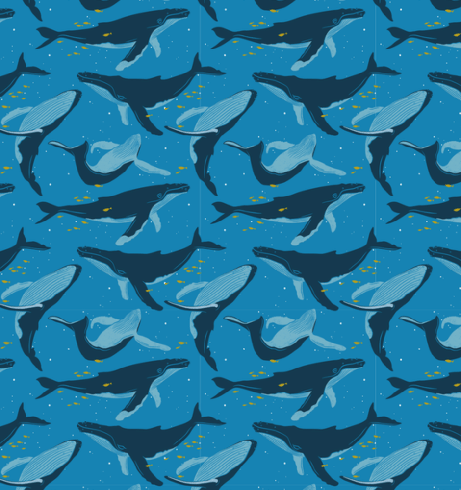 Small Reusable Cloth Furoshiki Gift Wrap | Whales & Waves (ONLINE ORDER ONLY)