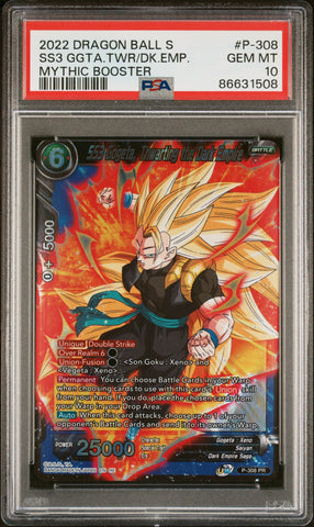 2022 DRAGON BALL SUPER MYTHIC BOOSTER SS3 GOGETA, THWRT/EMP #P-308 - PSA 10 (Online Order Only)