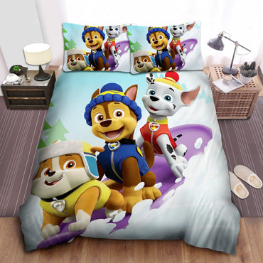 Paw Patrol Skiing Bed Sheets Spread Bedding Set Duvet Covers Without Filler (ONLINE ORDER ONLY)