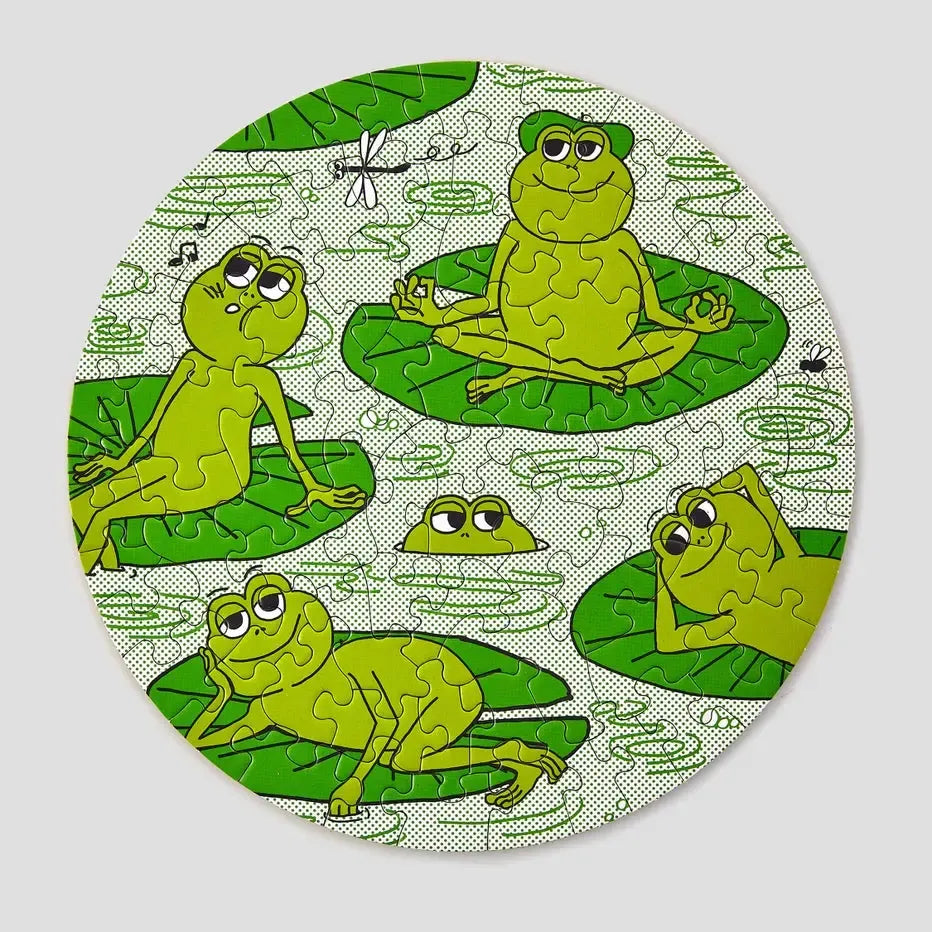 Peace Frogs 81 Piece Round Jigsaw Puzzle Le Puzz