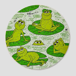 Peace Frogs 81 Piece Round Jigsaw Puzzle Le Puzz