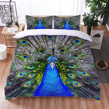 Peacock Pattern Bedding Set Quilt Cover Without Filler (Online Order Only)
