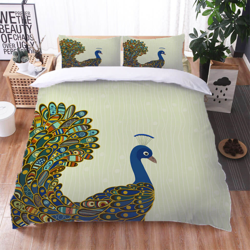 Peacock Pattern Bedding Set Quilt Cover Without Filler (Online Order Only)