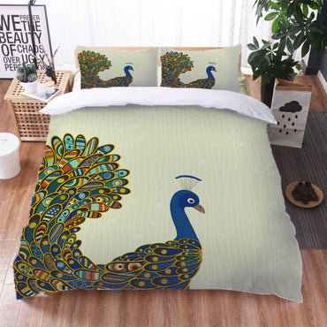 Peacock Pattern Bedding Set Quilt Cover Without Filler (Online Order Only)