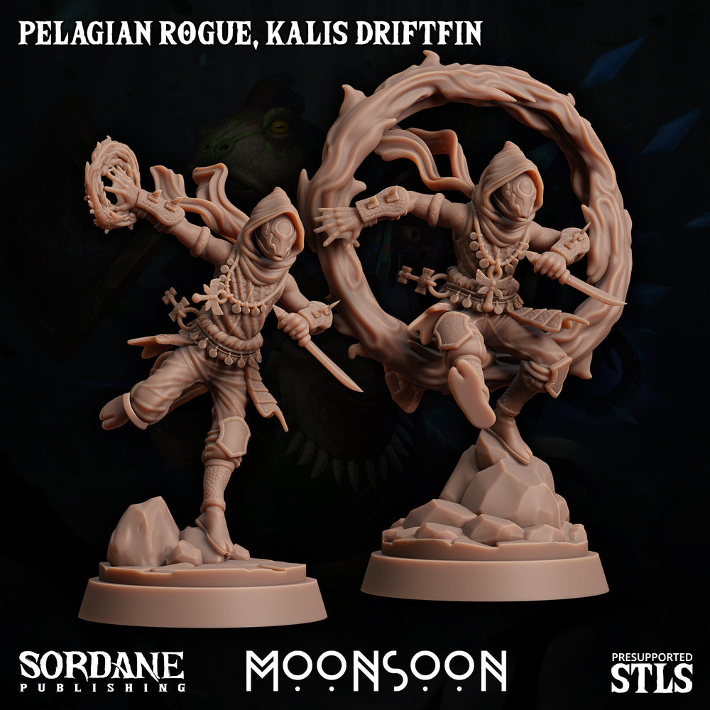 3D Printed Sordane Publishing Pelagian Rogue Kalis Driftfin 28 32mm D&D (Online Only)